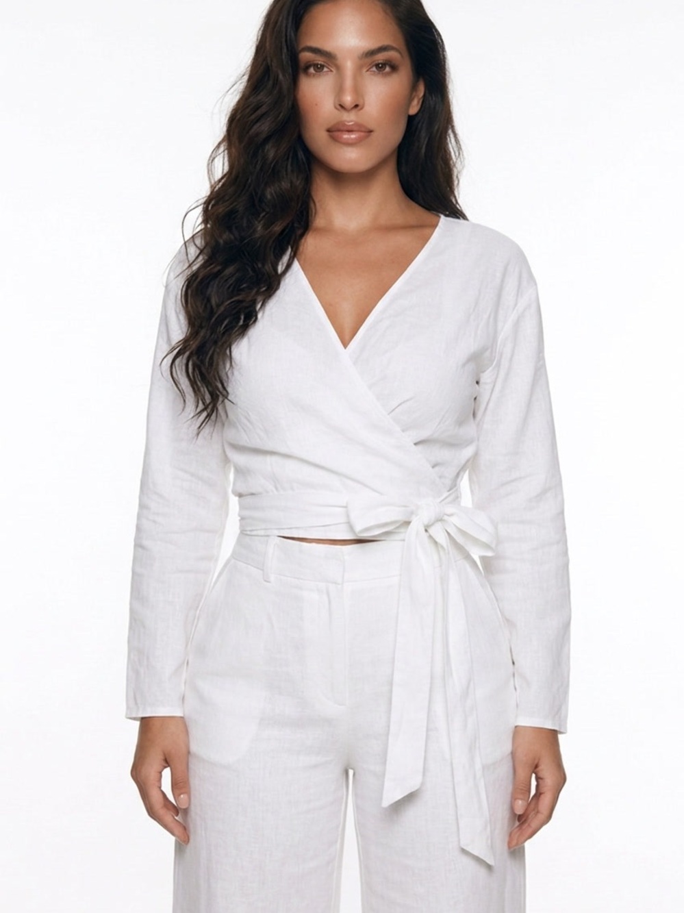 UNIQLO | NEW White Cotton Long Sleeve Wrap Top Reversible Women’s Size X-Small